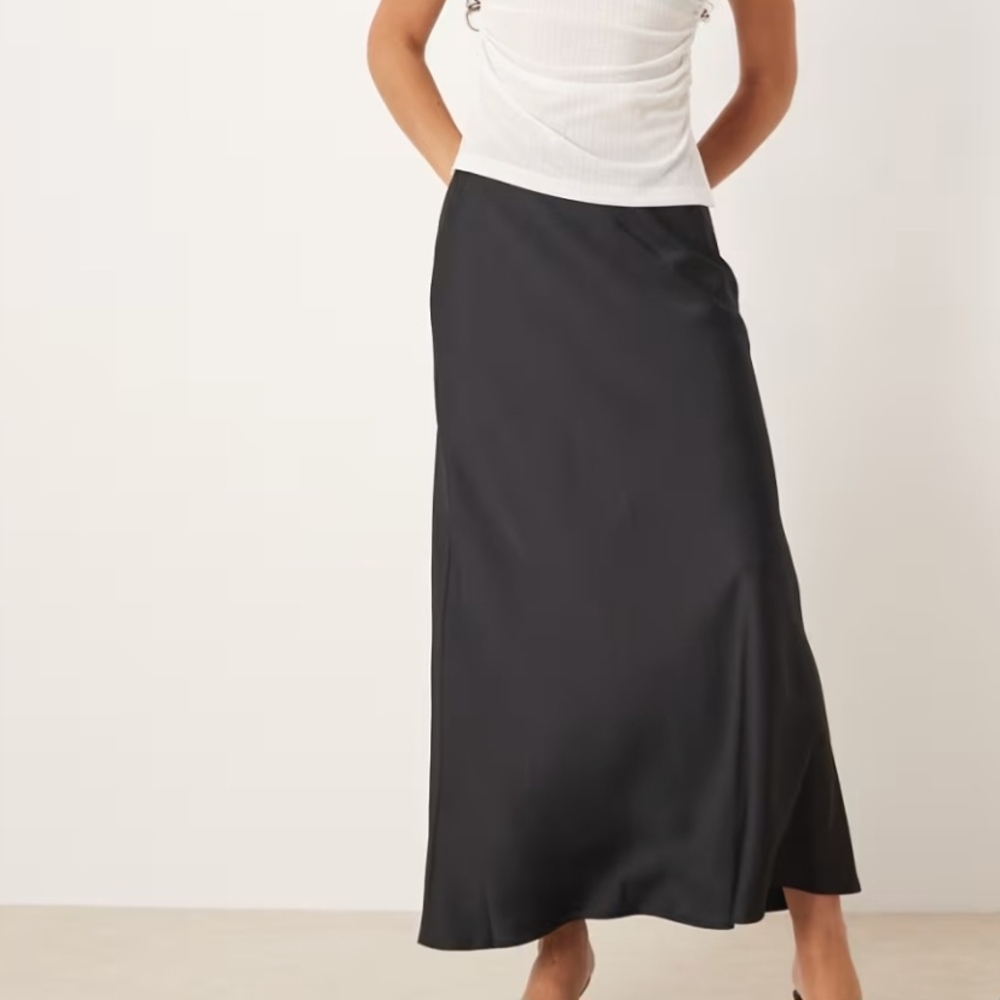 Abercrombie & Fitch Black Satin Maxi Skirt